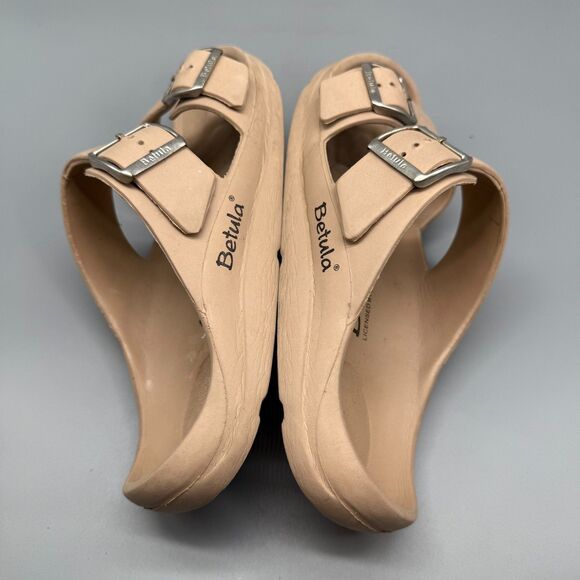 Betula by Birkenstock Women's 9 Tan Beige Rubber Sandals Buckle Slip-On Open Toe - Picture 8 of 11